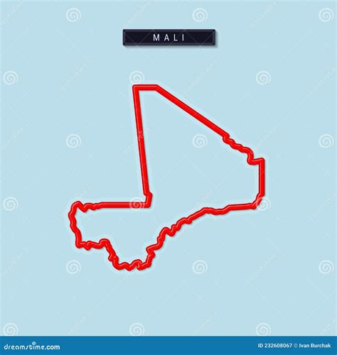 Mali Bold Outline Map. Vector Illustration Stock Vector - Illustration ...