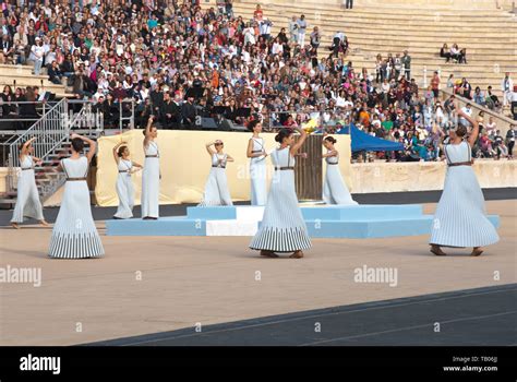 Olympic flame relay ceremony in Athens, Greece Stock Photo - Alamy