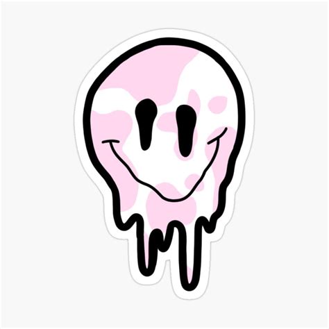 "pink cow print drippy smiley face " Sticker for Sale by zarapatel | Face stickers, Preppy ...