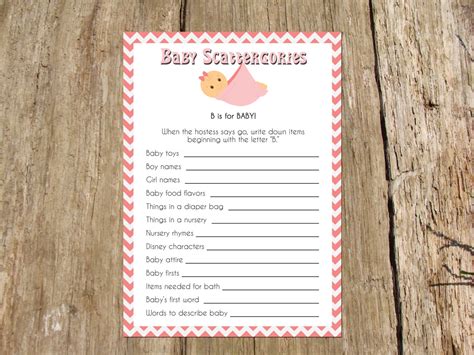 Baby Shower Scattergories Game Instant Download Printable - Etsy