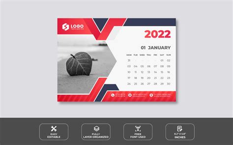 Clean 2022 Desk Calendar Design #219271 - TemplateMonster