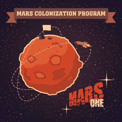 Vintage Postcard Of Mars Colonization Project Stock Illustration ...