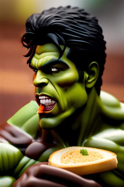 Lexica - The incredible hulk eating a sandwich, photo realistic