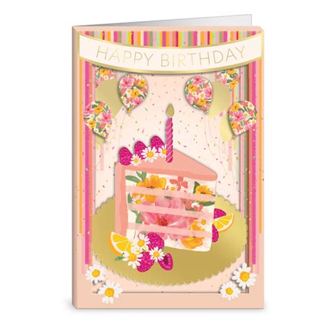 Shadow Box Floral Cake Greeting Card - Punch Studio