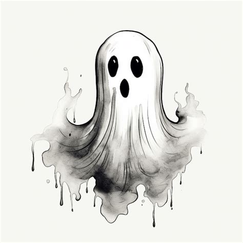 Premium AI Image | Simple Halloween Ghost Drawing with an Abstract Style