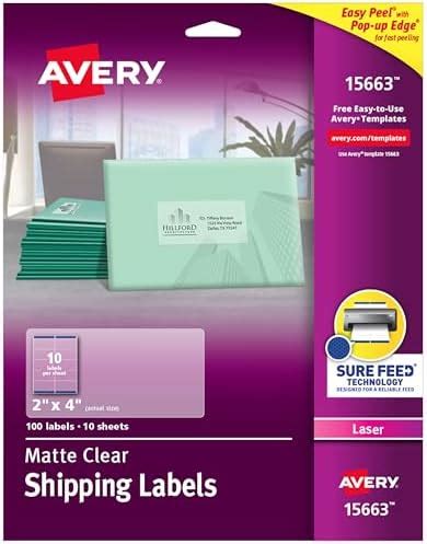 Amazon.com : Avery Full Sheet Printable Shipping Labels, 8.5" x 11", Matte Clear, 10 Blank ...