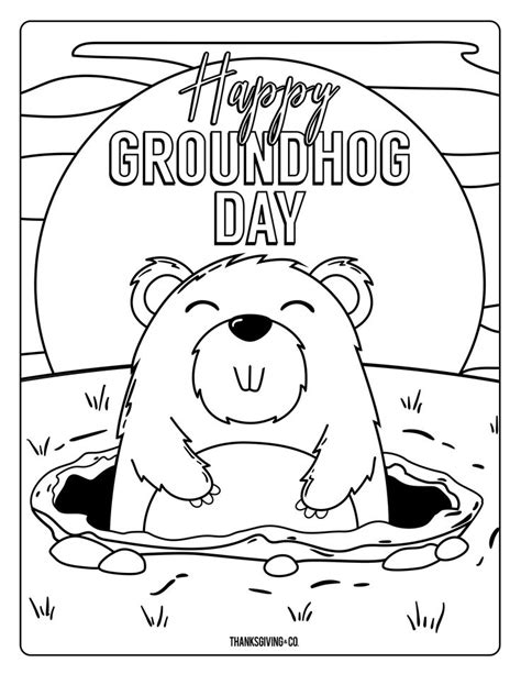 4 adorable Groundhog Day coloring pages for kids | Groundhog day ...