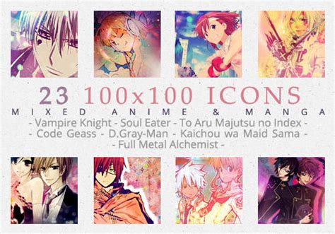 23 100x100 Mixed Anime and Manga Icons by deliquescedesign on DeviantArt