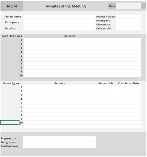 Minutes of meeting Excel Template - Eloquens