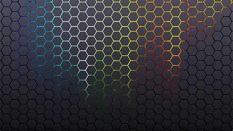 1920x1080px | free download | HD wallpaper: Hexagon Honeycomb HD, colors, grey, rainbow ...