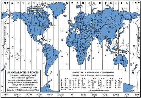 Printable World Map With Time Zones