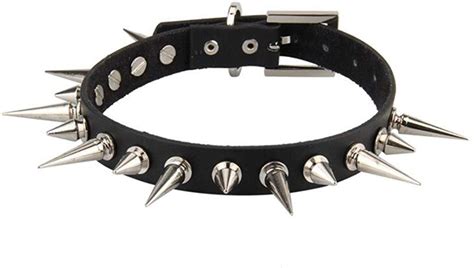 Bystar Unisex Genuine Leather Punk Rock Gothic Spikes Rivets Choker Collar Necklace | Punk rock ...