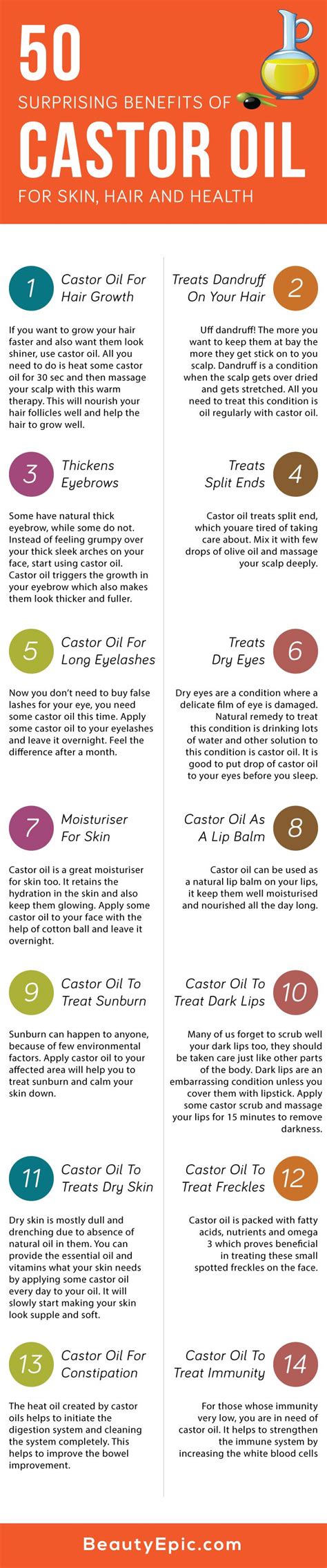 50 Surprising Uses & Benefits of Castor Oil for Skin, Hair and Health | Castor oil benefits ...