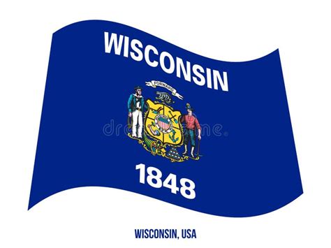 Wisconsin Flag Waving Vector Illustration on White Background. USA State Flag Stock Vector ...