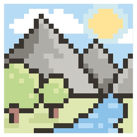 How to Draw a Mountain Pixel Art - Really Easy Drawing Tutorial
