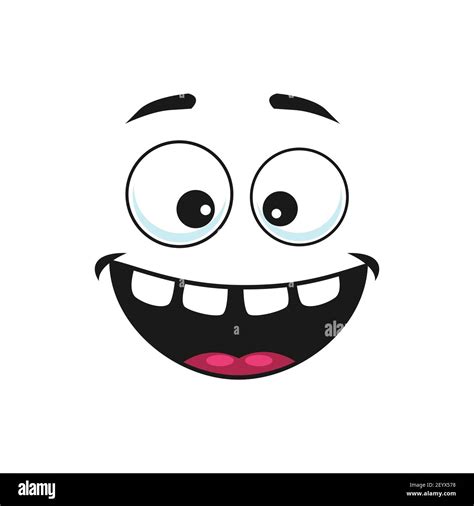 Cartoon face vector icon, happy emoji, laughing facial expression with ...