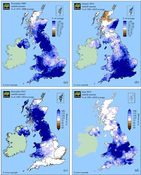 UK rainfall anomaly maps illustrating months that experienced two to... | Download Scientific ...