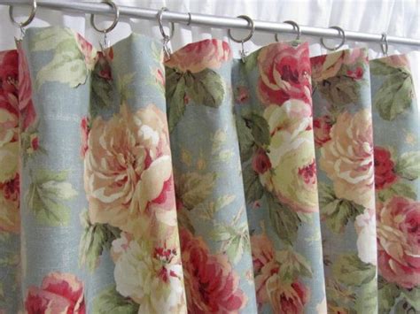 Cottage Style Curtains, Shabby Chic Home Decor, Blue Floral Curtains, Rose Drapes, Custom Window ...