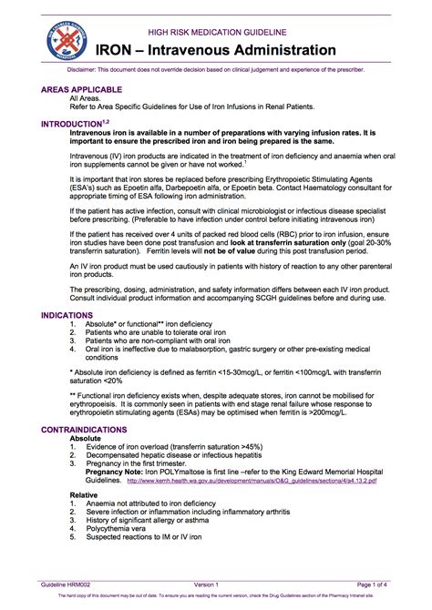 Iron Infusion Guideline - Charlie's ED