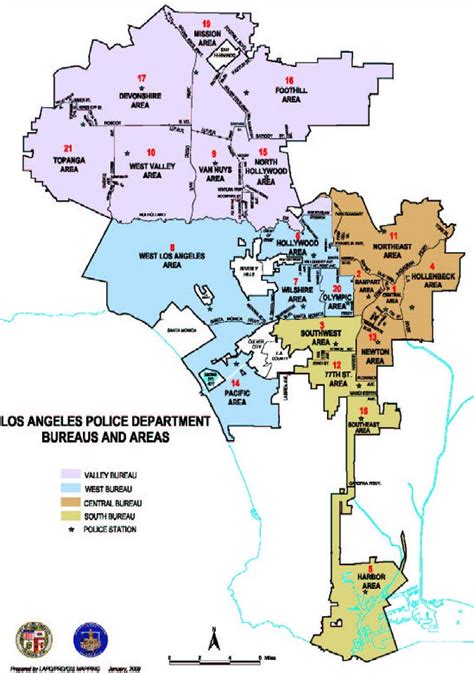 Los Angeles Police Department Patrol Area Maps, effective January 4, 2009