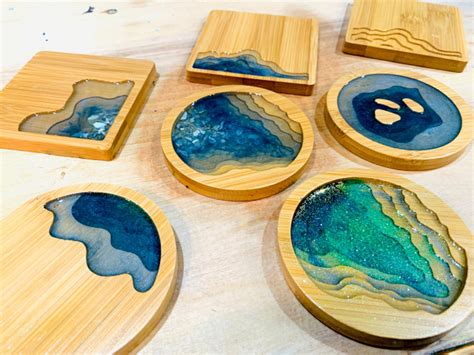 DIY Wooden Resin Coaster Kit- CLASS MAKE UP KIT