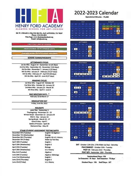 Calendar - HFA Alameda School