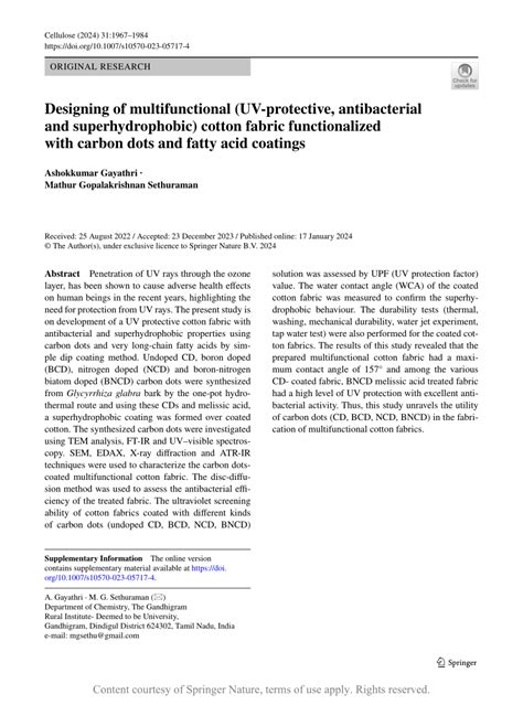 Designing of multifunctional (UV-protective, antibacterial and ...