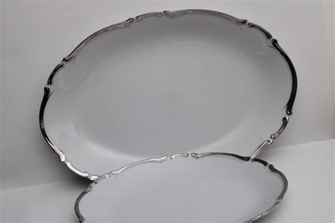 vintage Starlight Harmony House china platinum silver on white platters ...