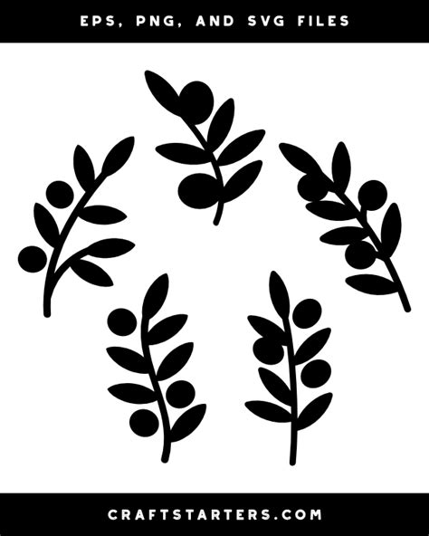 Simple Olive Branch Silhouette Clip Art