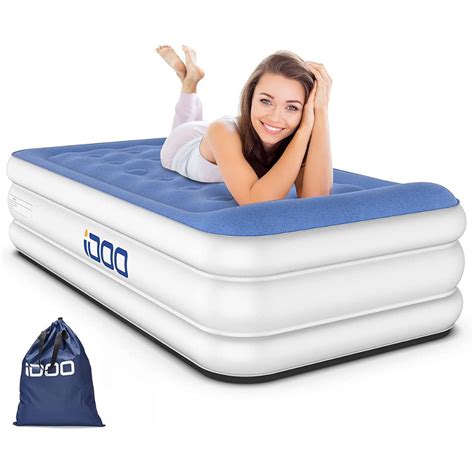 iDOO Single Size Air Mattress with Pillow, Inflatable Bed with Built-in Pump & Pillow ...