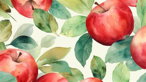 Premium Photo | Apple Pattern In Watercolour Style