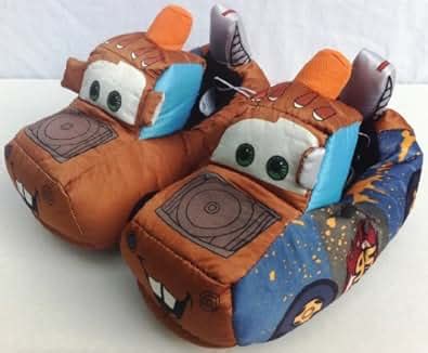 Amazon.com | Disney Cars Tow Mater Plush Head Slippers Toddler Small 5/6 | Slippers