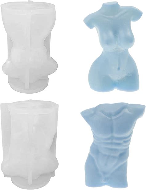 ZIIVARD 2 Pieces 3D Human Body Molds Silicone Candle Mold Female Male ...