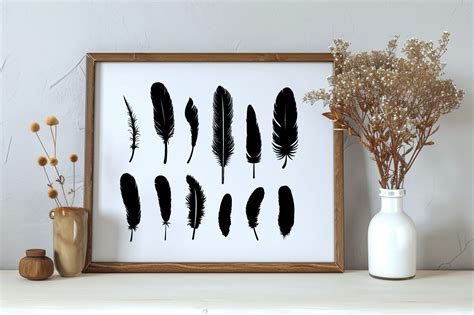 Black Feather Icons Silhouette Sketch Graphic by mahmuda akter ...