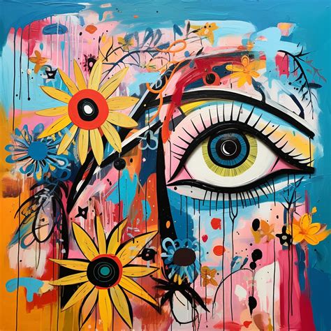 Colorful Floral Graffiti Eye Art Free Stock Photo - Public Domain Pictures