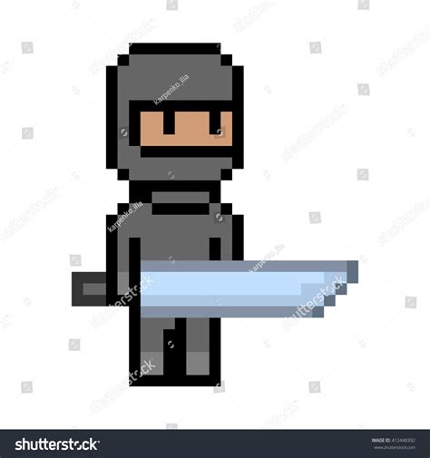 Pixel Art Black Ninja Pixel Unit Stock Illustration 412448392 ...