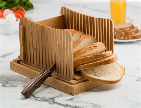 Belmint Bamboo Foldable Bread Slicer with Crumb Catcher Tray | eBay