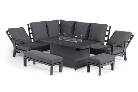 Manhattan Reclining Corner With Fire Pit Dining Table - Maze