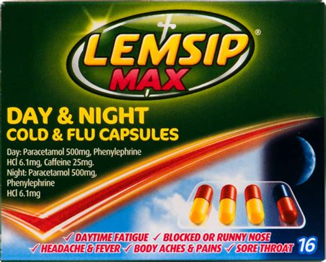 Lemsip Max Day & Night Cold & Flu Capsules 16 - Expiry 04/25 :: Lemsip :: *SHOP BY BRAND ...