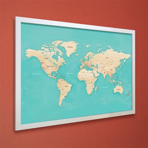 Push Pin Travel Map White Frame by MapRepublic on Etsy World Map With Pins, Push Pin World Map ...