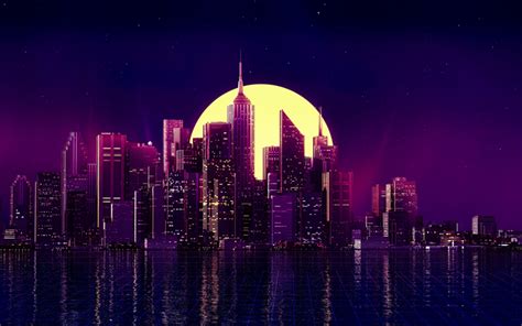 Download wallpapers cityscape, 4k, moon, neon art, buildings, skyscrapers, neon city for desktop ...