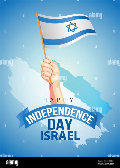 happy independence day israel. hand holding israel flag vector ...