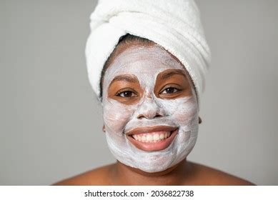 Glad African American Female Clay Mask Stock Photo 2036822738 ...