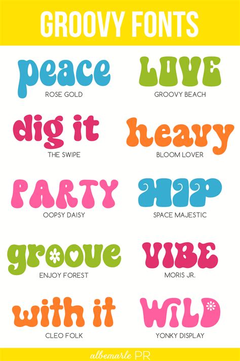 10 Groovy Fonts for Craft Projects - Albemarle PR | Groovy font, Funky ...