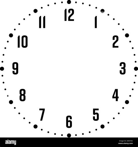 Clock face. Hour dial with numbers. Dots mark minutes and hours. Simple flat vector illustration ...