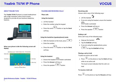 YEALINK T57W QUICK REFERENCE MANUAL Pdf Download | ManualsLib