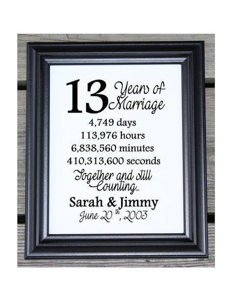 13th Wedding Anniversary Cotton Print 13th Wedding Gift 13 - Etsy