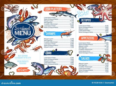 Dirigez Le Menu Pour Le Restaurant De Fruits De Mer Ou De Fruits De Mer ...