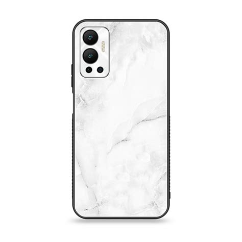 Infinix Hot 12 -White Marble Series - Premium Printed Glass soft Bumpe ...