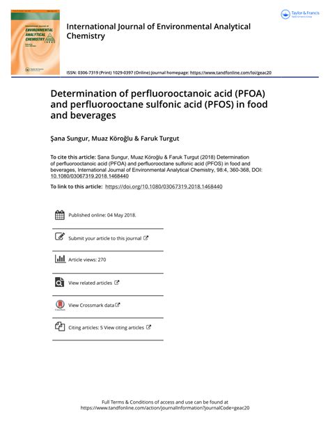 (PDF) Determination of perfluorooctanoic acid (PFOA) and ...